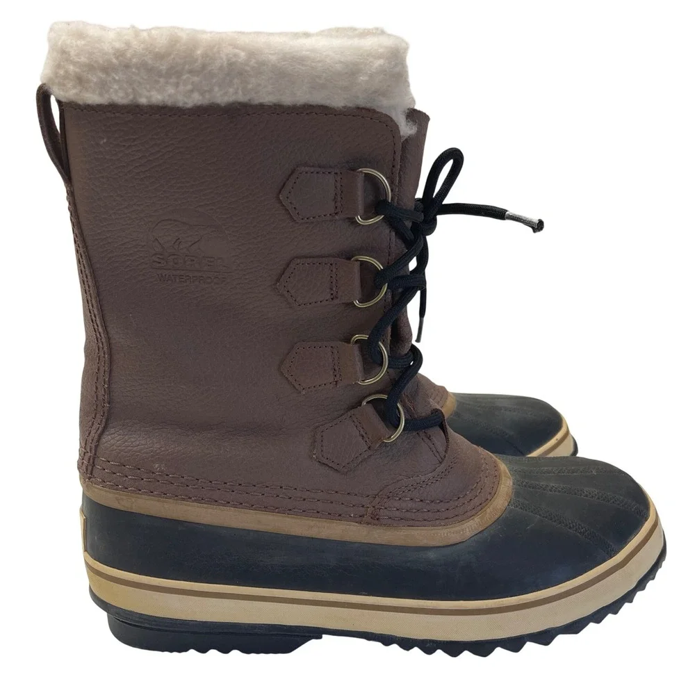 Sorel 1964 Pac T Boots Mens 10 Brown Leather Waterproof Winter Snow NM1439-228